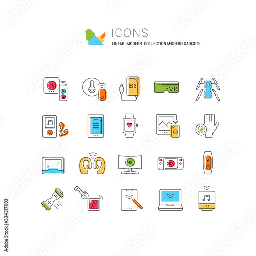 Set Vector Line Icons of Modern Gadgets