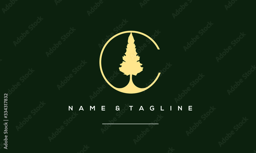 Alphabet letter icon logo C with a tree in the middle Stock Vector ...