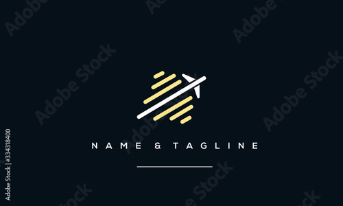 A line art icon logo of a Plane 
