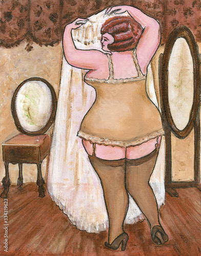 Photos Vintage Style Big Beautiful Woman in the Boudoir