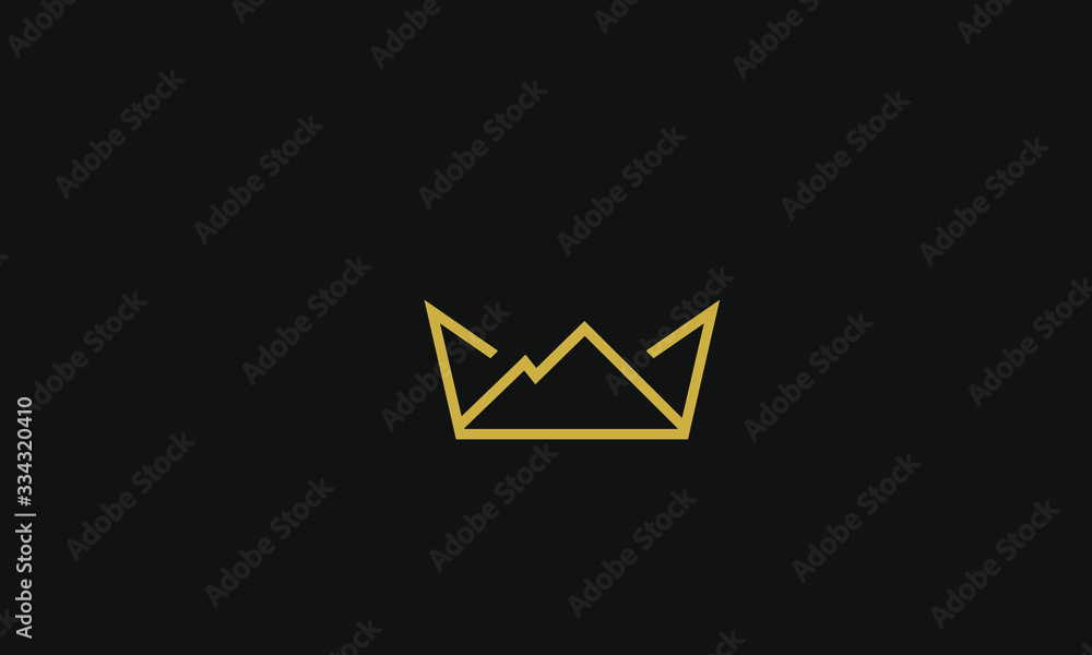 A line art icon logo of a crown with a mountain A line art icon logo of a crown with a mountain