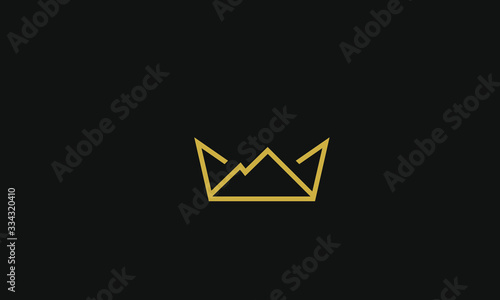 A line art icon logo of a crown with a mountain 