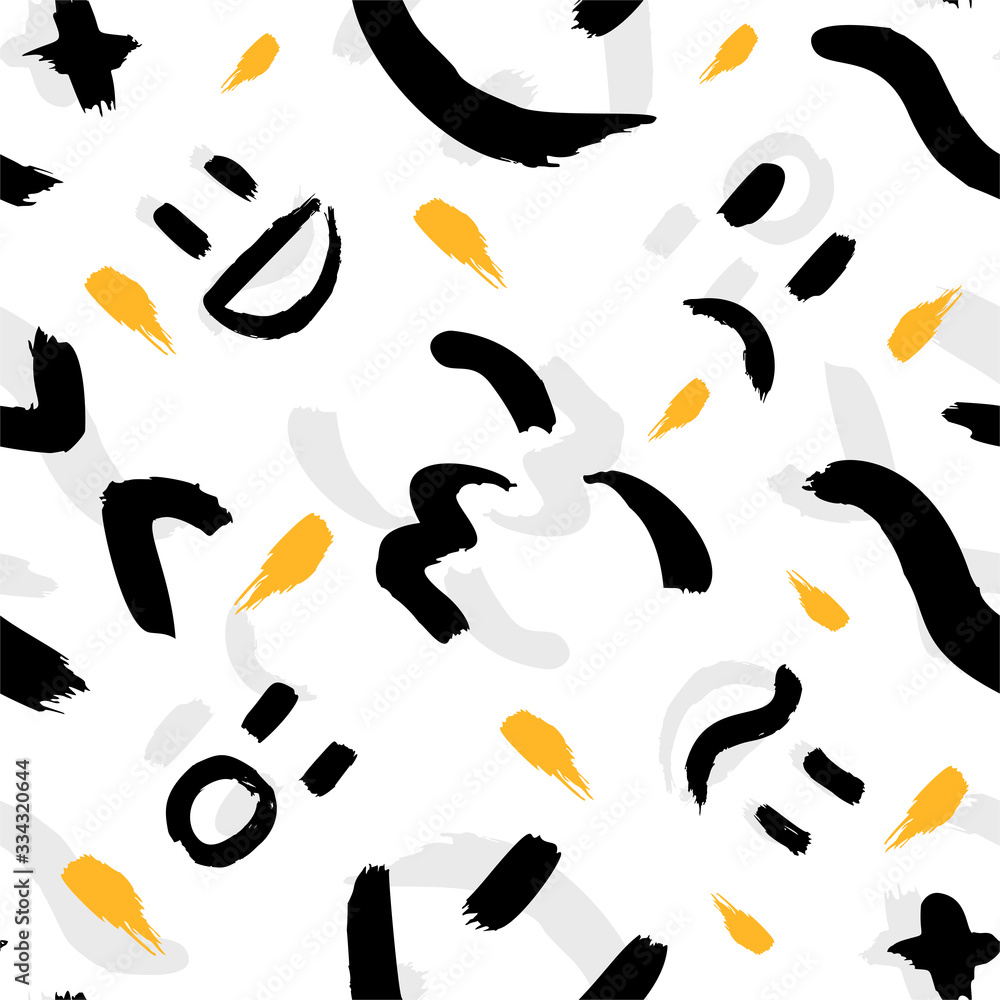 Vector seamless pattern with emoticons, emoji, kaomoji. Modern
