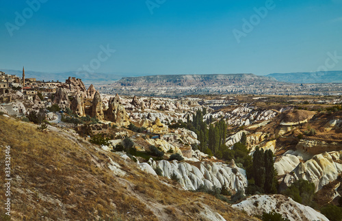 Views of Cappadocia volcanic kanyon cave houses in Turkey