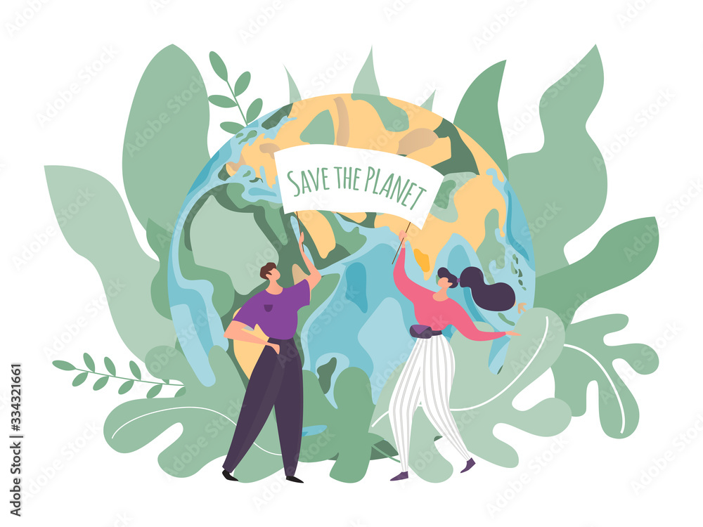 Earth care vector illustration. Flat tiny cartoon people, volunteer characters with banner save planet in environment, ecology, world nature protection. Eco globe conservation icon isolated on white Stock Vector | Adobe Stock Earth care vector illustration. Flat tiny cartoon people, volunteer characters with banner save planet in environment, ecology, world nature protection. Eco globe conservation icon isolated on white Stock Vector | Adobe Stock