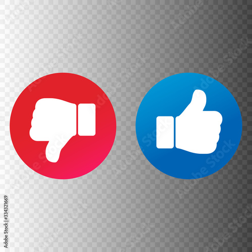 Up and down thumbs icon. Thumbs up and thumbs down. Approve and disapprove. Vector icons set isolated on white background