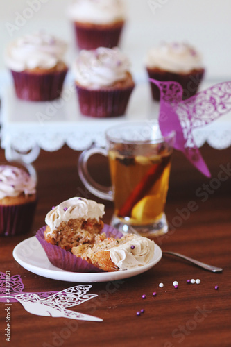 Cupcakes served with tea