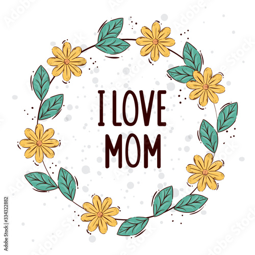 happy mother day card with frame circular of flowers decoration design