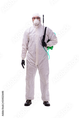 Young male contractor disinfecting in coronavirus concept © Elnur