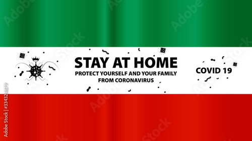 Iran stay at home, coronavirus.Stay home, protect yourself and your family.Stop coronavirus.Vector illustration.