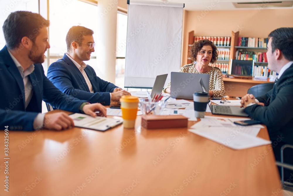Business lawyers workers meeting at law firm office. Professional executive partners working on finance strategry at the workplace Business lawyers workers meeting at law firm office. Professional executive partners working on finance strategry at the workplace