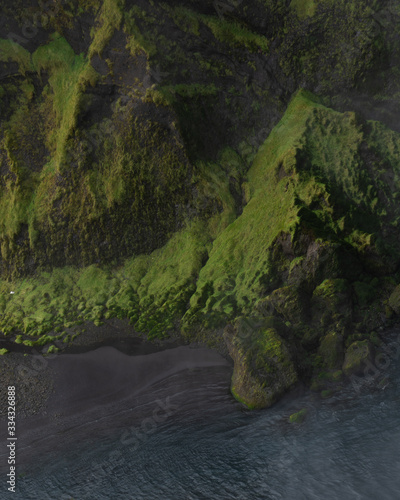 Majestic view over Skogafoss moss reefs - Iceland