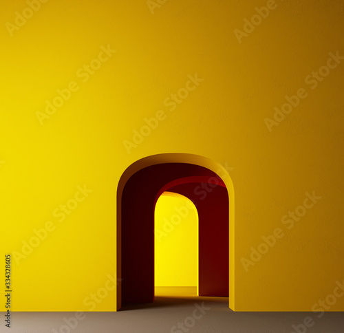 abstract architectural minimal background, arch niche exerior. Copy space. Premium design book cover idea. 3d illustration
