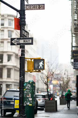 New York street sight. Direction sign in New York City. 
