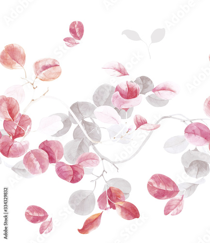 Flowers watercolor illustration.Manual composition.Big Set watercolor elements，Design for textile, wallpapers，Element for design,Greeting card © TAOZHU GONG