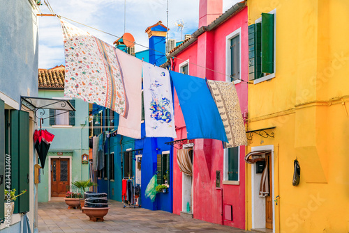 Picturesque and colorful houses in Burano island near Venice Italy © SvetlanaSF