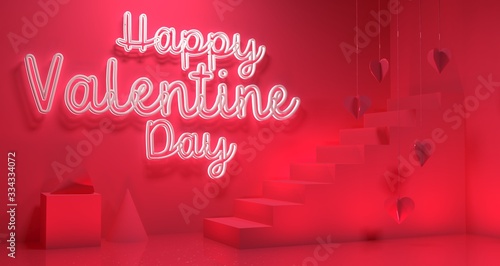 Valentine Day sale Banner Background. Geometry 3D Rendering.