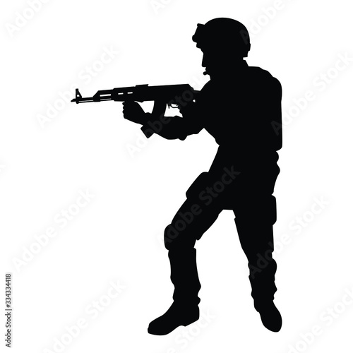 Soldier with rifle gun silhouette