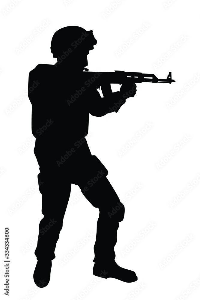 Soldier with rifle gun silhouette Soldier with rifle gun silhouette