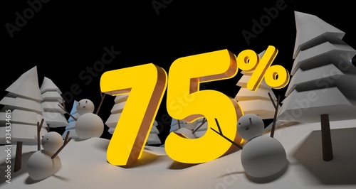 Year End Sale winter Background 3D Rendering