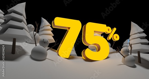 Year End Sale winter Background 3D Rendering
