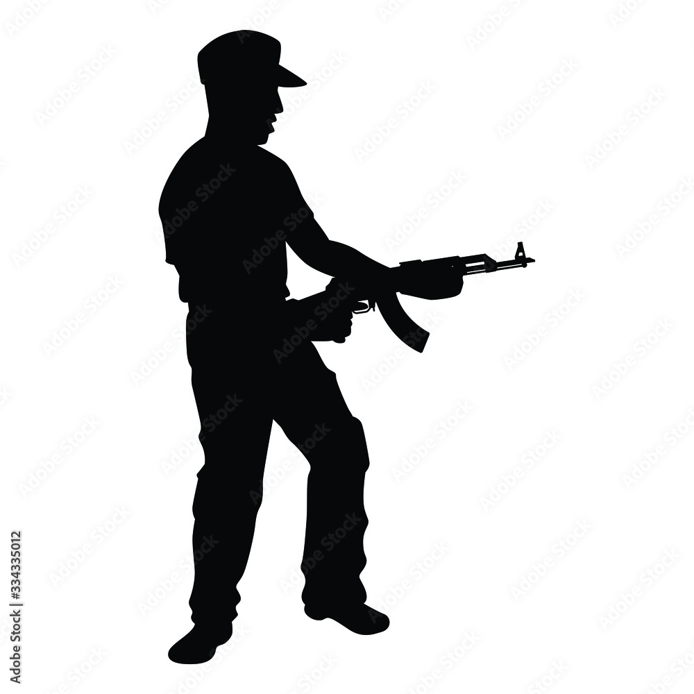 Soldier with rifle gun silhouette Soldier with rifle gun silhouette
