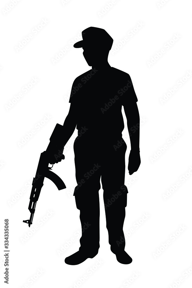 Soldier with rifle gun silhouette Soldier with rifle gun silhouette