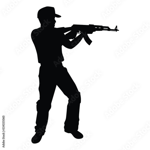Soldier with rifle gun silhouette