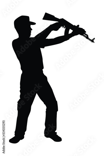 Soldier with rifle gun silhouette