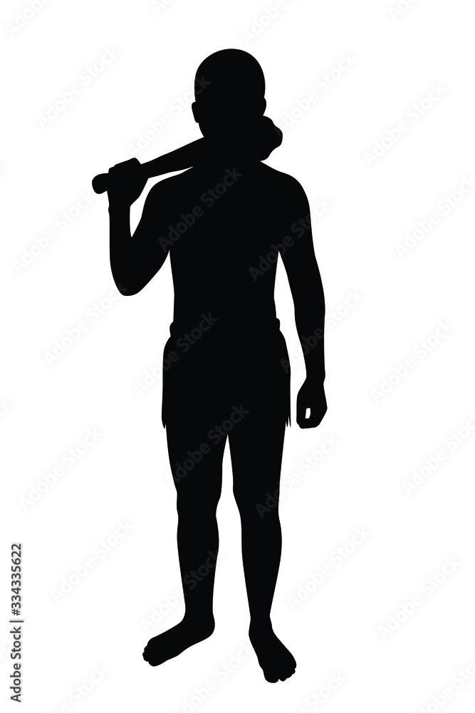 Stone age man blackjack silhouette Stone age man blackjack silhouette