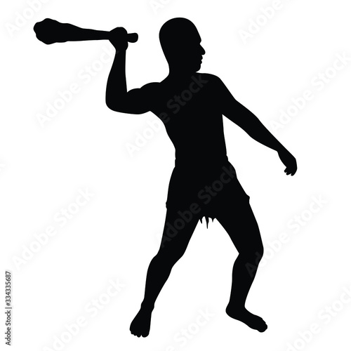 Stone age man blackjack silhouette
