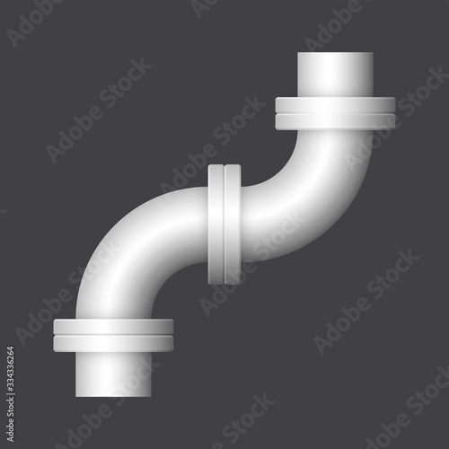 Pipe vector icon. Connection by flange fitting. Part for pipeline construction to transportation water, oil and gas. Also for water supply infrastructure, wastewater treatment, plumbing and irrigation