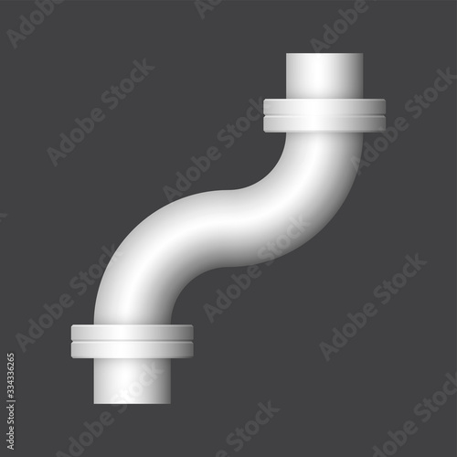 Pipe vector. Connection by flange fitting. For pipeline construction to transport liquid or gas in industry i.e. crude, oil, natural gas. Also water supply infrastructure in plumbing and irrigation.