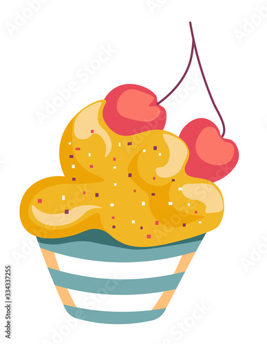 Easter cake with mousse and cherry berry vector