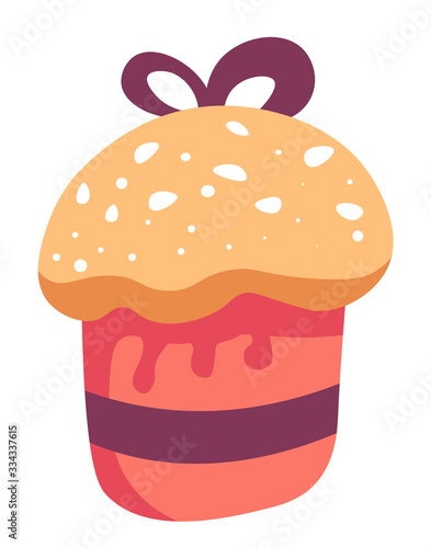Easter cake decorated with crumbs, baked bread vector