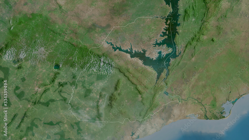 Eastern, Ghana - outlined. Satellite
