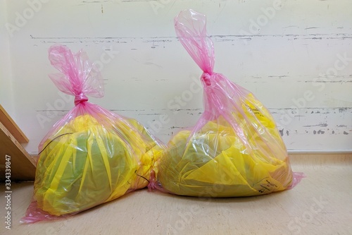 closeup view of dirty hospital linen