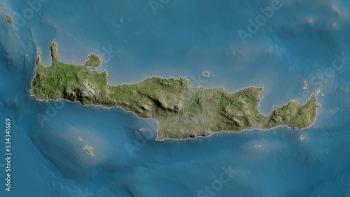 Fotografie Crete, Greece - outlined. Satellite