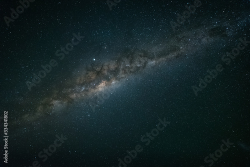 Obraz na płótnie A night time photo of the Milky Way galaxy against a dark starry sky in the sout