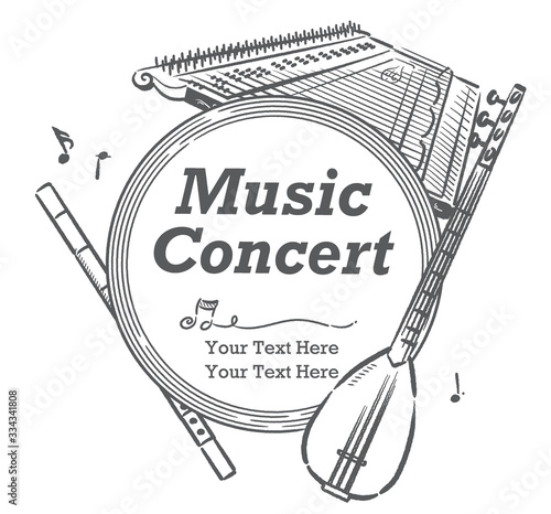 Poster or flyer design with Arabic instruments.