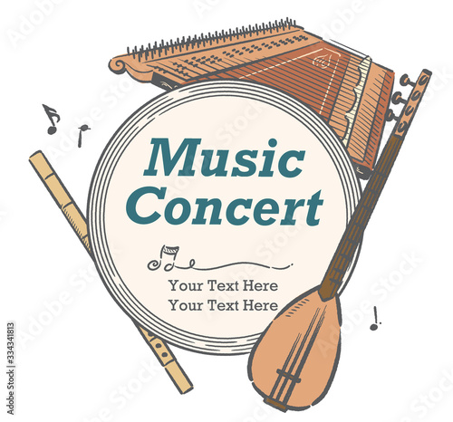 Poster or flyer design with Arabic instruments.
