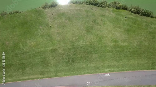 CURITIBA/PR/BRAZIL - March 26th 2020: Aerial view from an empty  Barigui Park (Parque Barigui) during quarantine season. Covid-19.