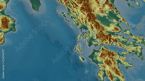 Ionian Islands, Greece - outlined. Relief