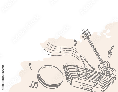 Music themed background with Arabic instruments. photo