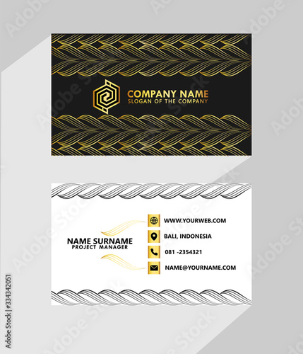 Business name card luxury with modern black white gold
