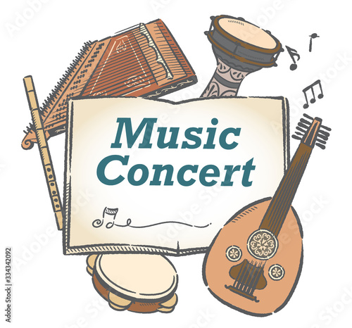Poster or flyer design with Arabic instruments.