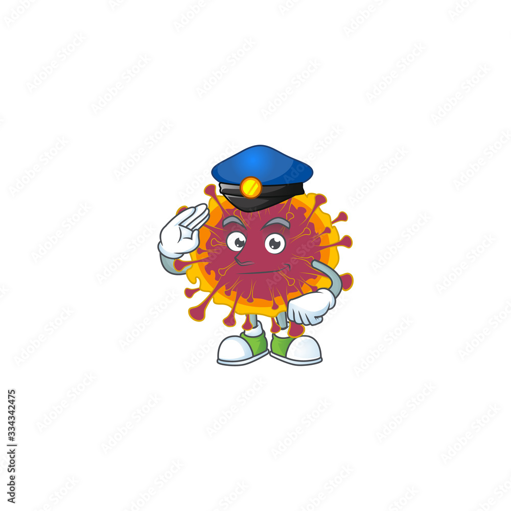 Obraz premium A cartoon of spreading coronavirus dressed as a Police officer