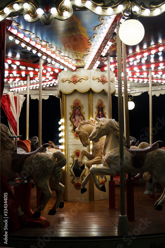 Empty carousel in a park during a pandemic Covid-19.