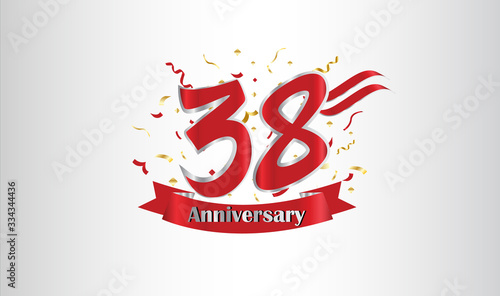 Anniversary celebration background. with the 38th number in gold and with the words golden anniversary celebration.