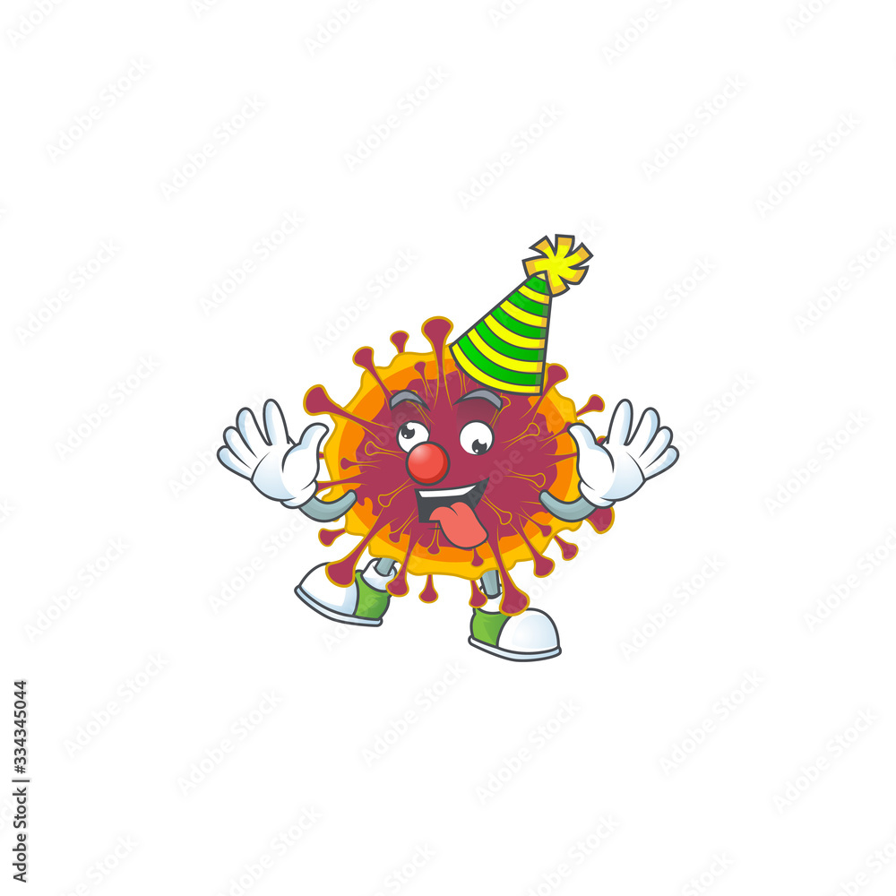 Cute and Funny Clown spreading coronavirus presented in cartoon character design concept Cute and Funny Clown spreading coronavirus presented in cartoon character design concept